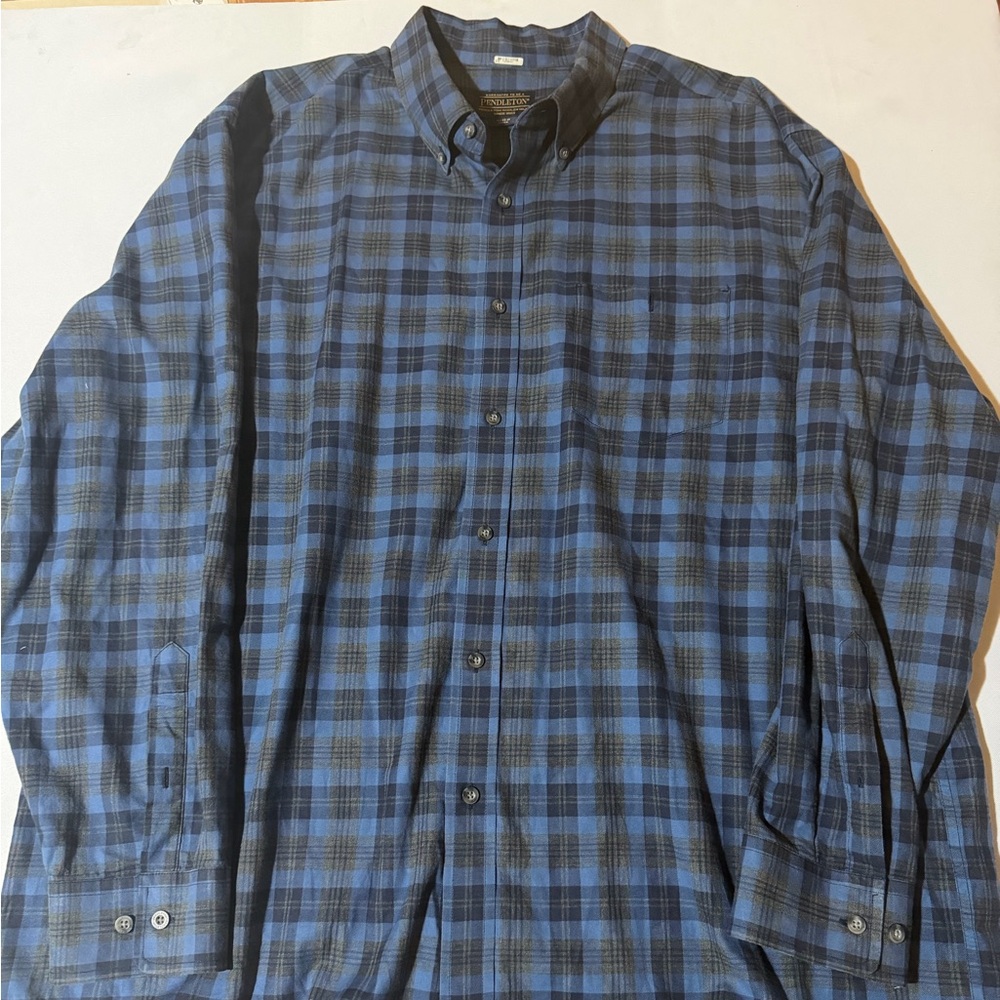Pendleton Plaid Button Down Shirt Men’s XXL Blue Long Sleeve